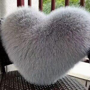 H103-NEW Grey Heart Pillow Cover or Floor Rug-17.72wx15.75t